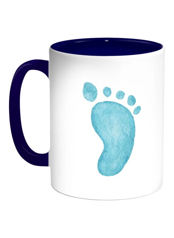 Foot Printed Coffee Mug Dark Blue/White