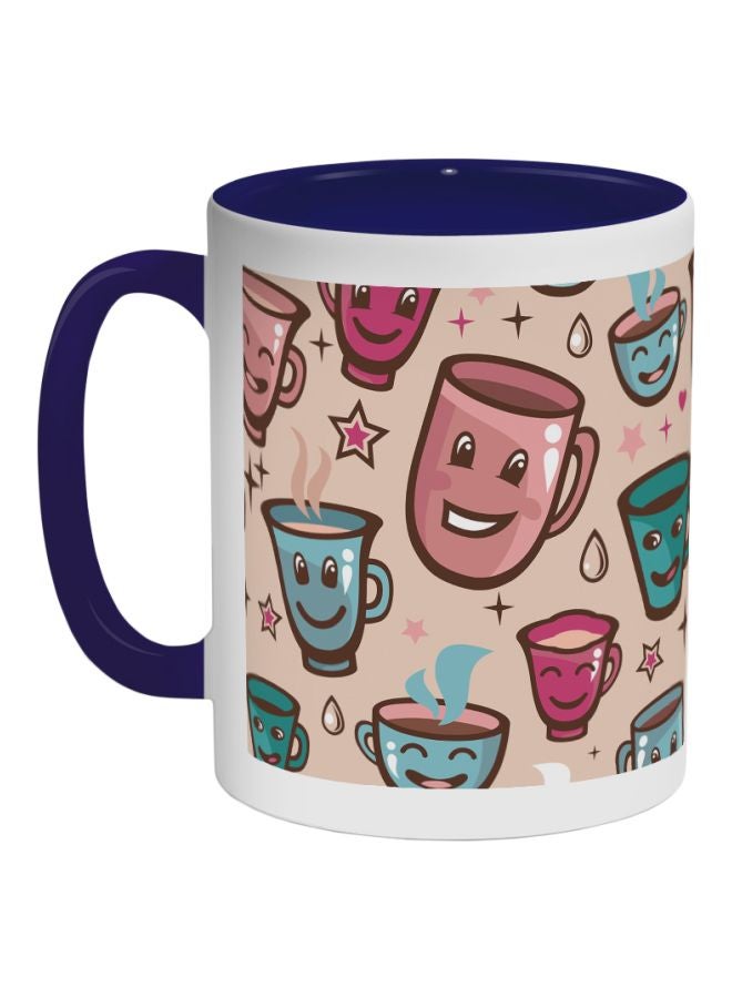 Decalac Cups Printed Coffee Mug Dark Blue/White/Pink