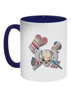 Decalac Harley Quinn Skull Printed Printed Ceramic Coffee Mug Dark Blue/White/Beige 325ml 