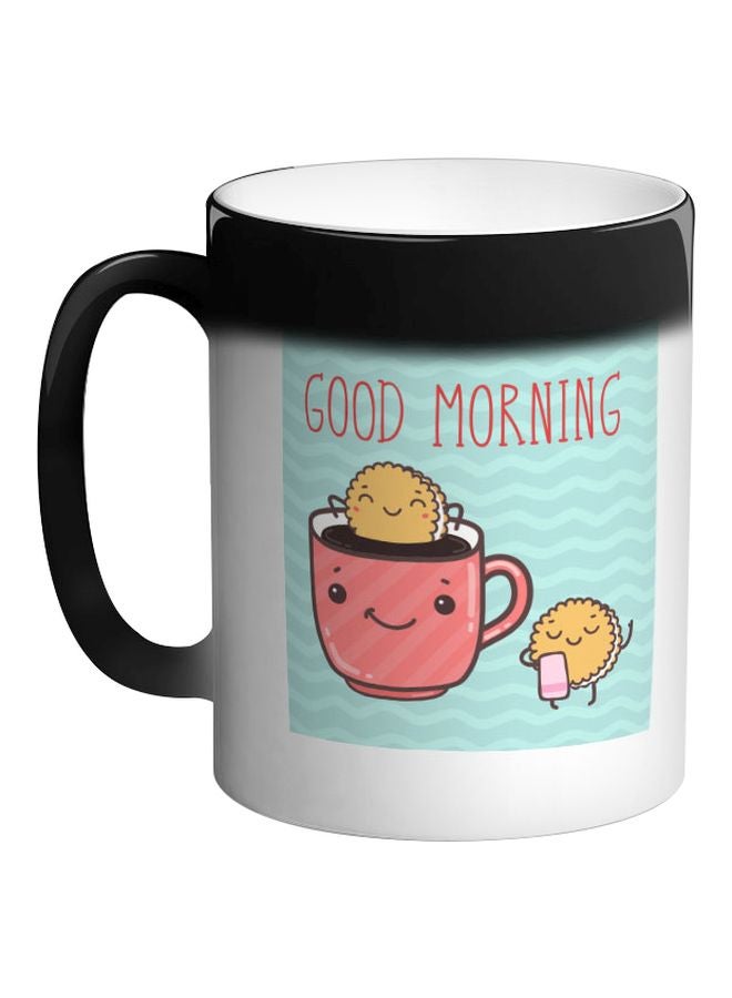 ديكالاك مج قهوة سحري بطبعة عبارة "Good Morning" أسود 325ملليلتر - Image 1