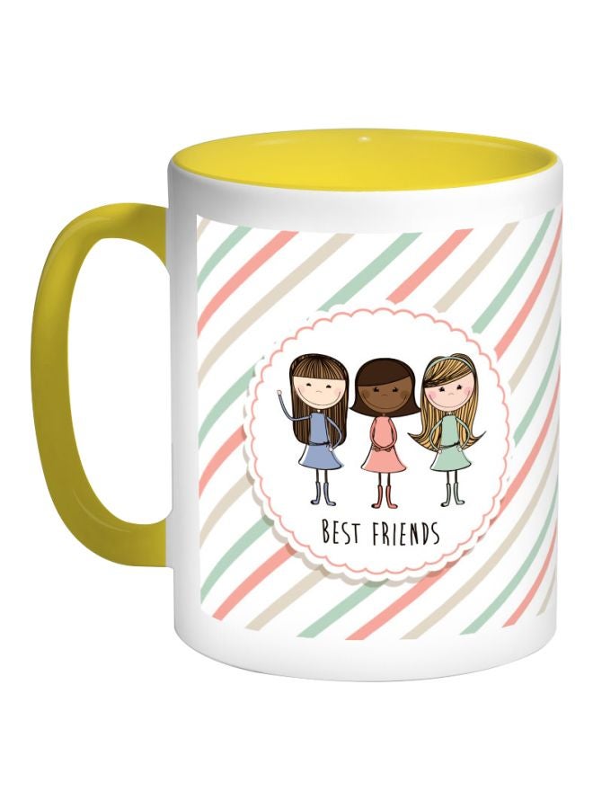 ديكالاك قدح قهوة - بيست فريندز أصفر/ وردي/ أبيض