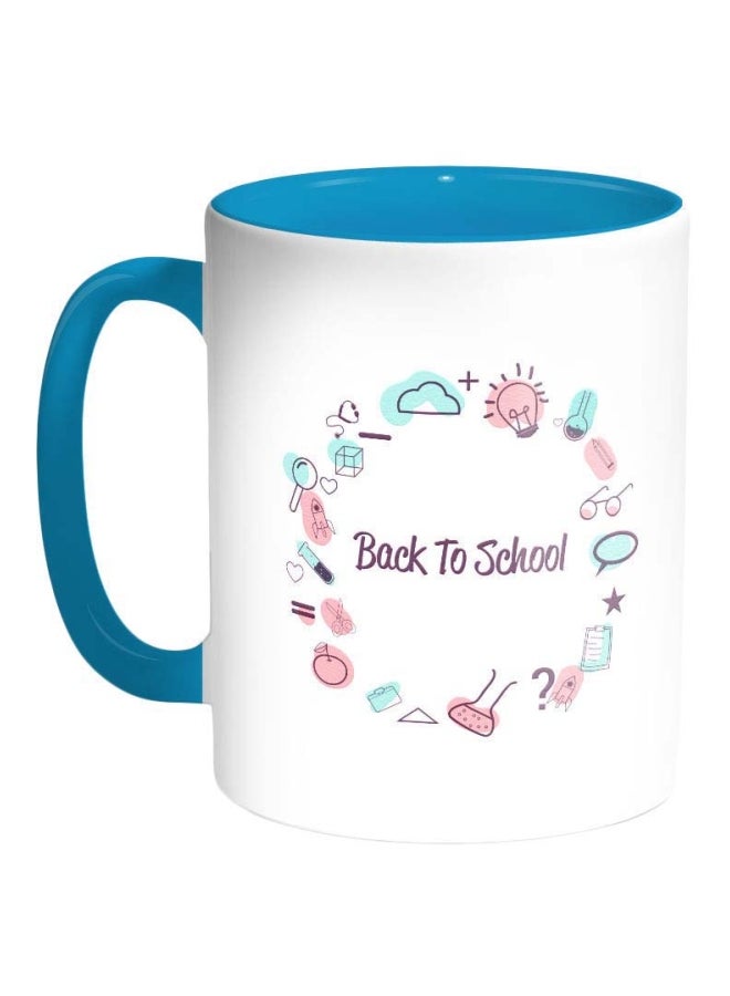 Decalac Back To School Printed Coffee Mug Blue/White/Pink