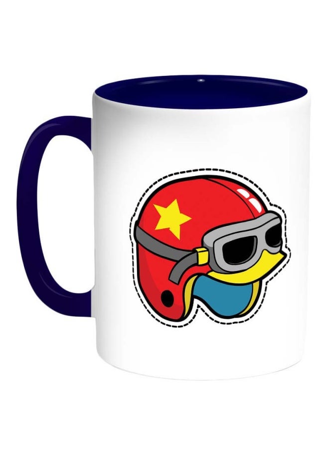 Decalac - Sport Helmet Printed Coffee Mug Dark Blue/White/Red - Image 1