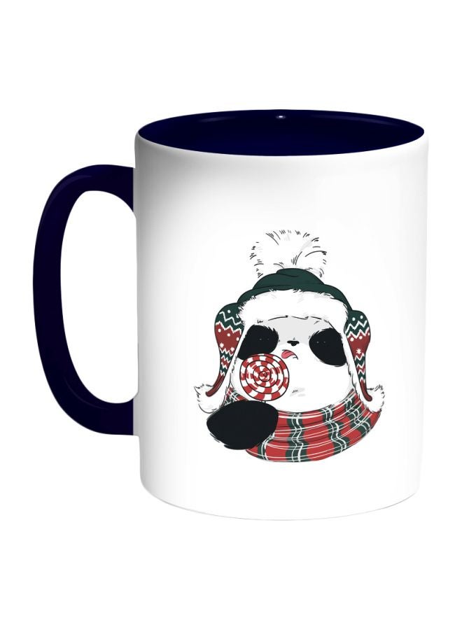 ديكالاك مج قهوة بطبعة الدبة تيدي بتصميم رسومات كرتونية أزرق داكن/ أحمر/ أبيض