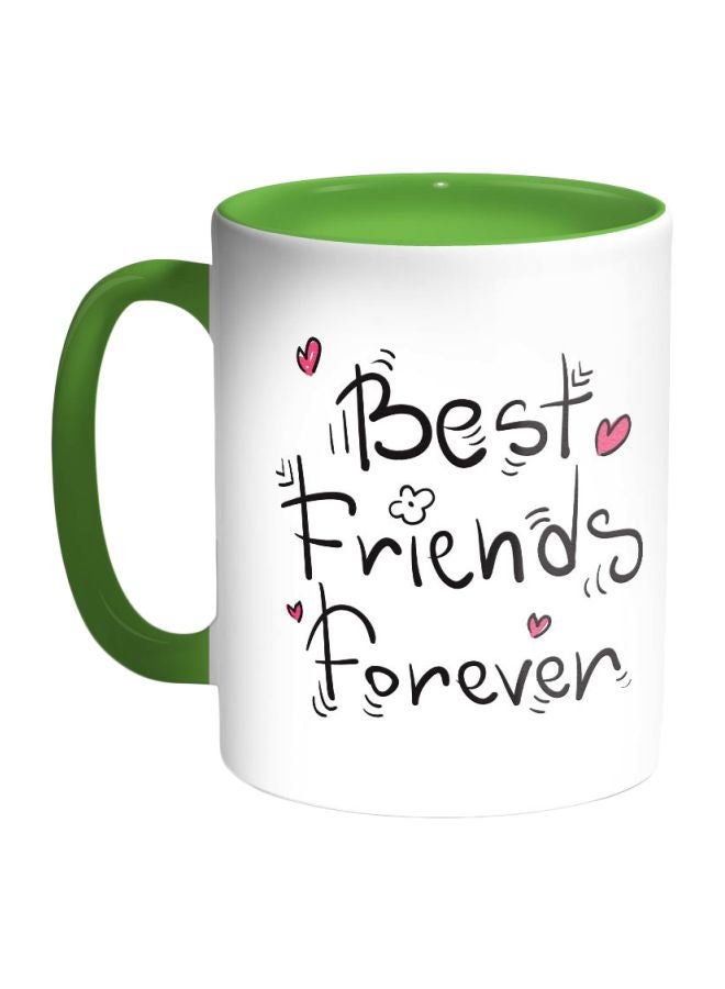 ديكالاك مج القهوة المطبوع عليه عبارة "Best Friends For Ever" أخضر / أبيض / أسود 325ملليلتر