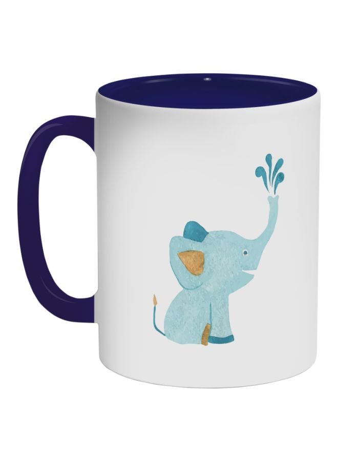 ديكالاك قدح قهوة مطبوع عليه صورة فيل أزرق داكن/ أزرق سيان/ أبيض 325ملليلتر