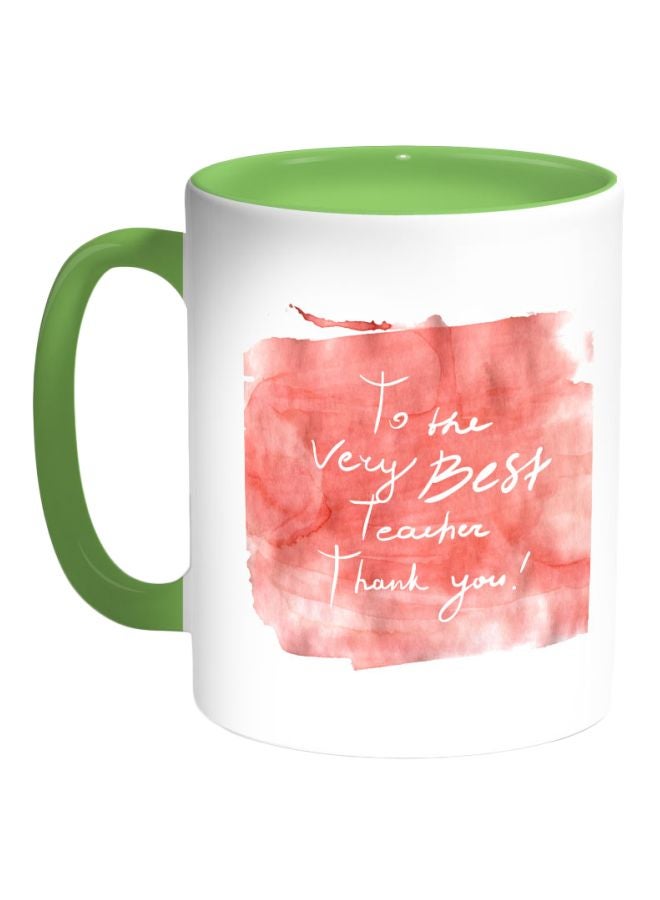 مج  قهوة بطبعة "To The Very Best Teacher" وردي/أبيض