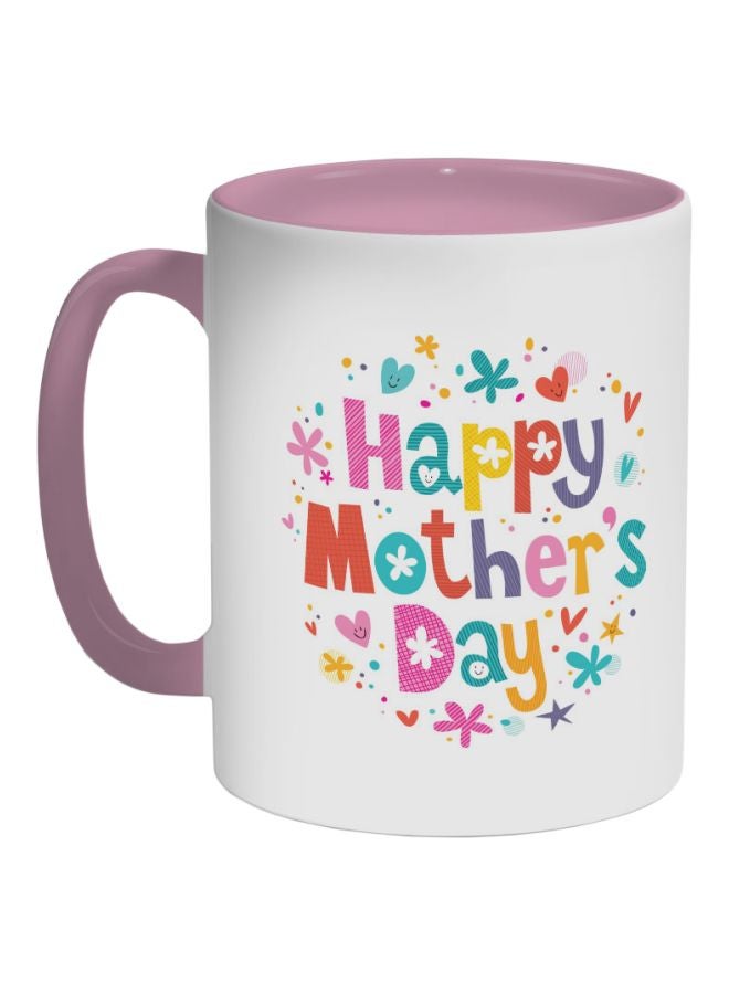 Decalac Happy Mother's Day Printed Coffee Mug Pink/White/Blue 325ml