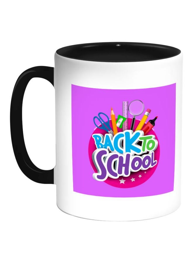 ديكالاك كوب قهوة بطباعة "باك تو سكول" أسود/أرجواني/أبيض 325ملليلتر