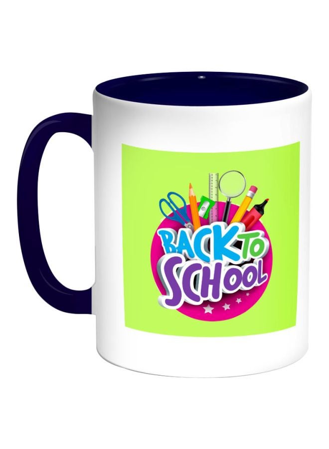 ديكالاك كوب قهوة بطباعة "باك تو سكول" أزرق/أبيض/أخضر 325ملليلتر