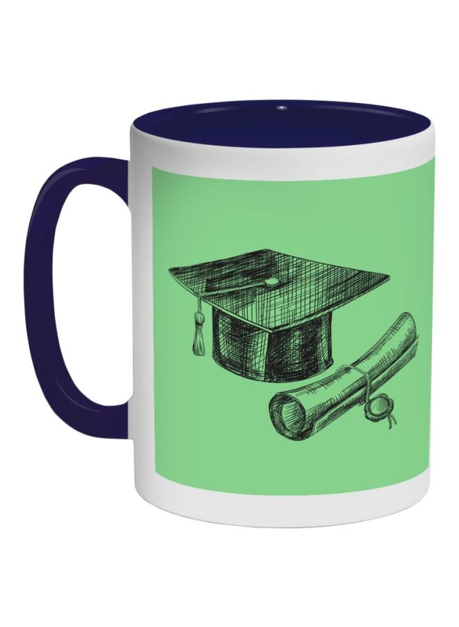 ديكالاك مج قهوة بنمط حفل توزيع الشهادات أزرق داكن/ أخضر/ أبيض 325ملليلتر