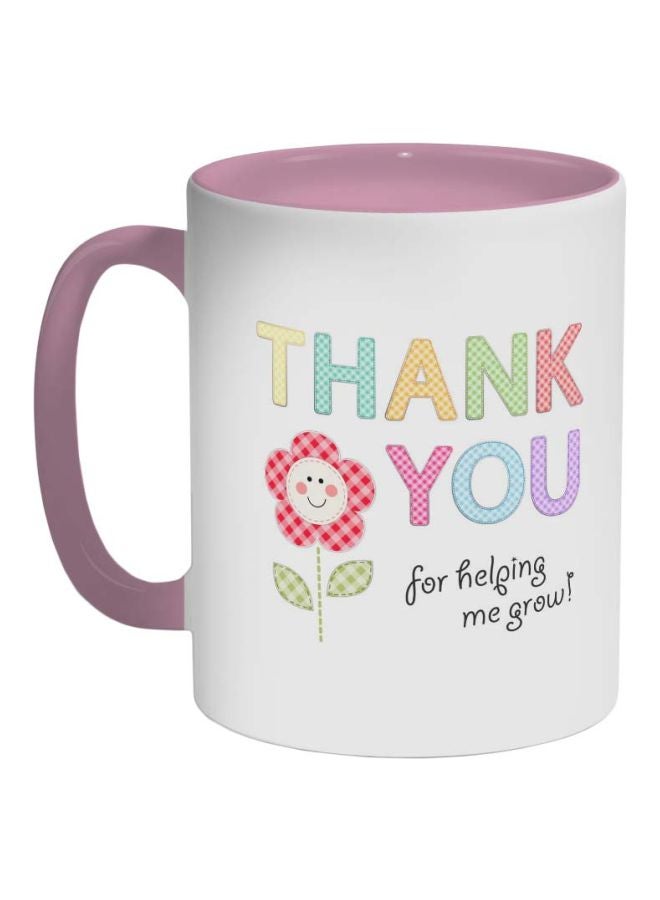 Decalac Thank You For Helping Me Grow Printed Coffee Mug Pink/Blue/White 325ml 