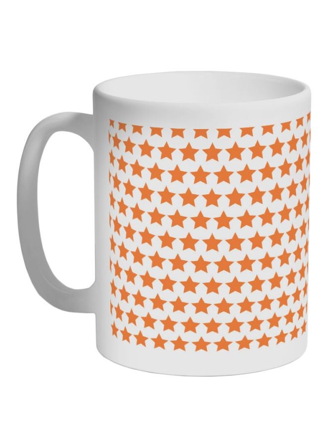 Stars Printed Coffee Mug White/Orange