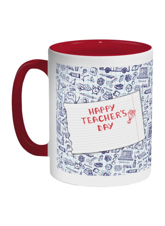 ديكالاك قدح قهوة - هابي تيتشرز داي أحمر/أبيض/أزرق 325ملليلتر