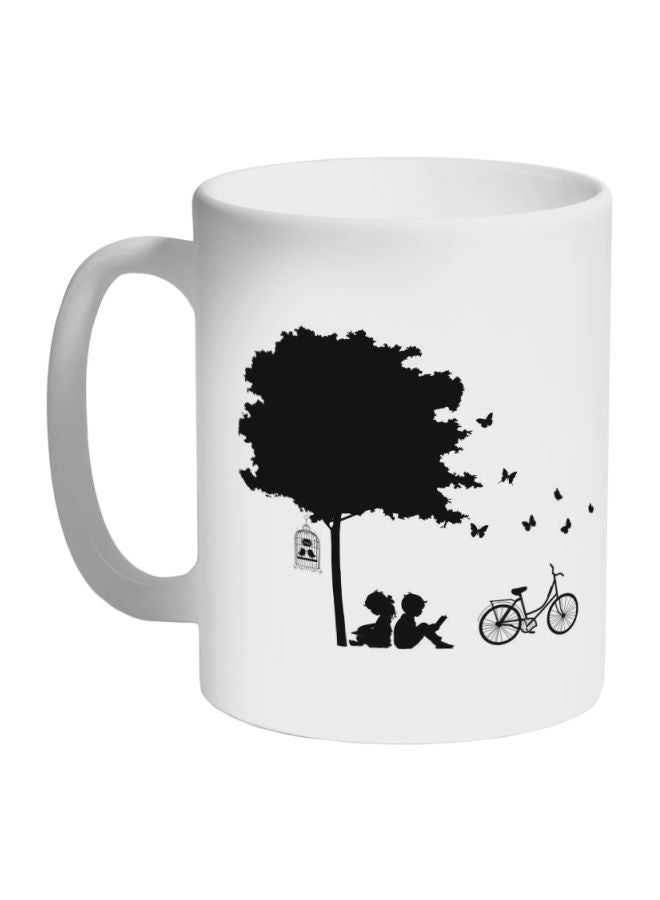 Decalac Tree And Couple Printed Coffee Mug White/Black 325ml