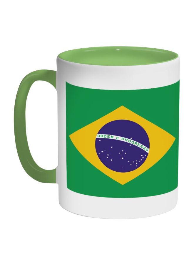 Brazil Printed Coffee Mug Green/White/Yellow