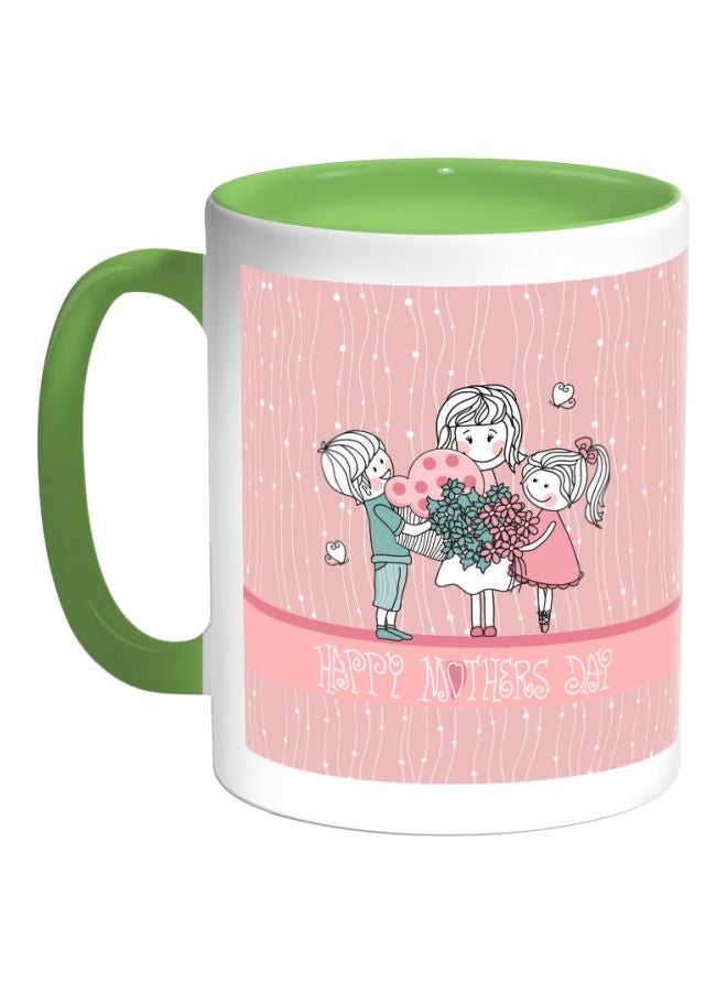 Decalac Happy Mother's Day Printed Coffee Mug Green/White/Pink 