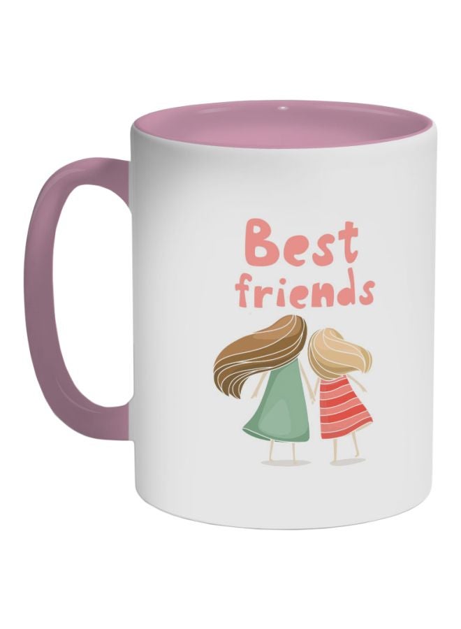 Decalac Best Friends Printed Ceramic Coffee Mug Pink/White/Green 325ml 