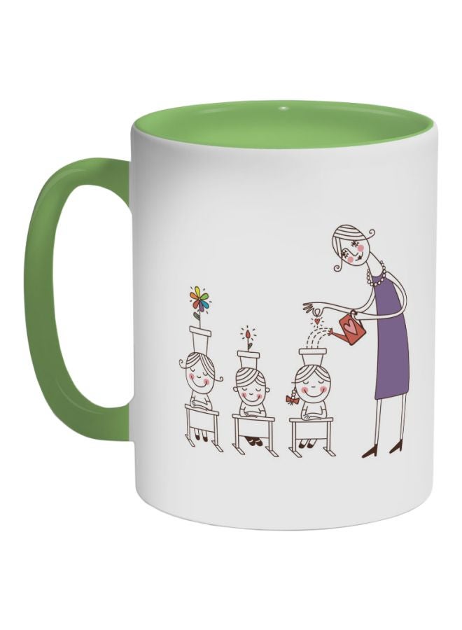 Decalac Plant The Seeds Of Love In Children Printed Coffee Mug Green/White/Purple 325ml
