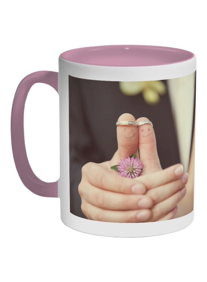 Decalac Engagement Ring Printed Coffee Mug Pink/Grey/Beige 325ml