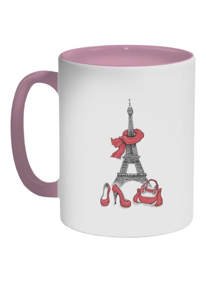 Decalac Shopping In Paris Printed Coffee Mug Pink/White/Black