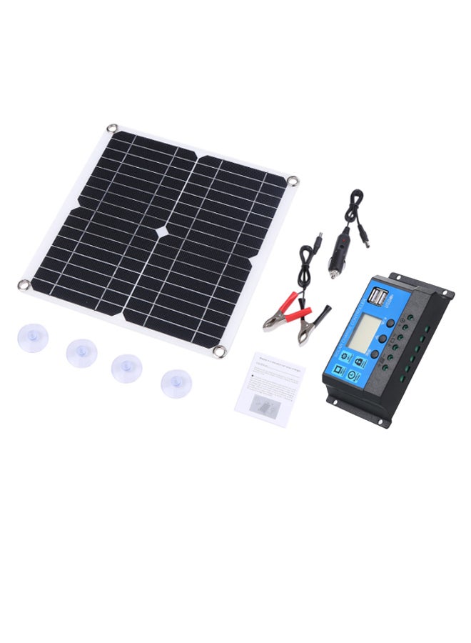 Generic Flexible Solar Panel With USB LED Display Controller Kit Black/White/Blue 30 x 3cm  - Image 1