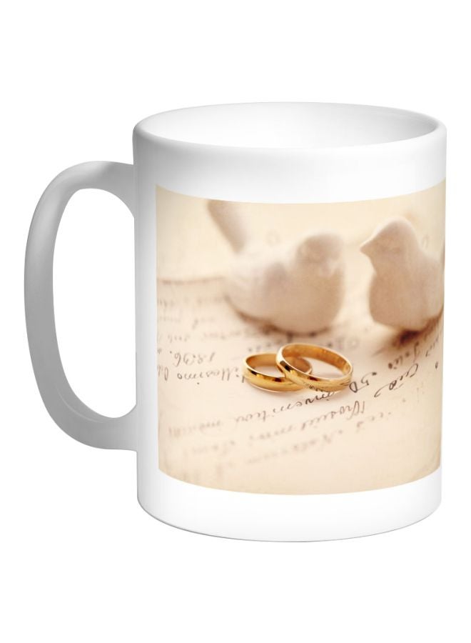 Decalac Engagement Rings Printed Coffee Mug White/Beige/Gold