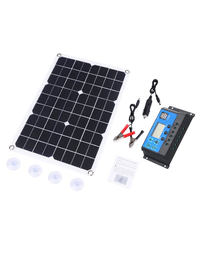 Generic Flexible Solar Panel With USB LED Display Controller Kit Black/White/Blue 52 x 29cm  - Image 1