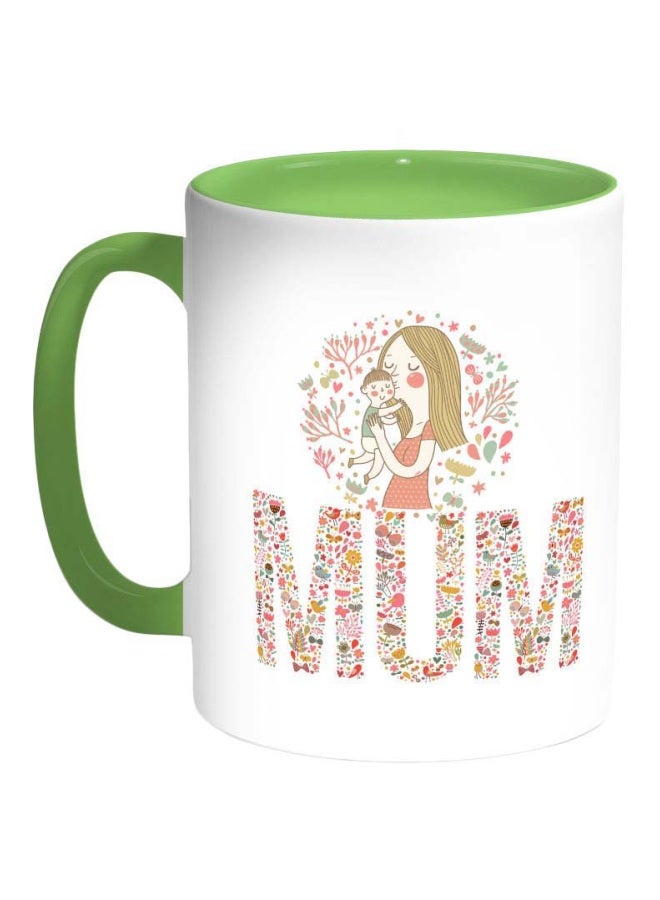 Decalac Mum Printed Coffee Mug White/Green/Orange 325ml