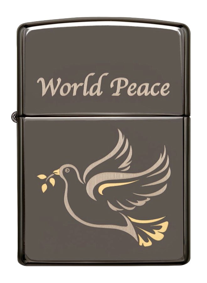 زيبو ولاعة تعمل بالغاز بتصميم السلام العالمي 8.5 x 6سم - Image 1