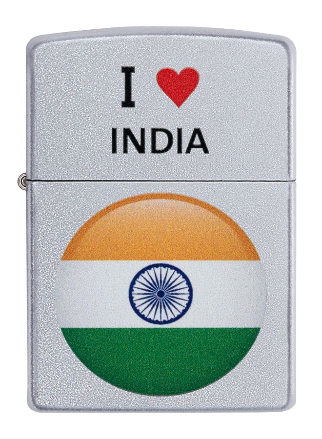 زيبو قداحة تعمل بالغاز بتصميم علم الهند و عبارة "I heart India" 8.5 x 6سم - Image 1