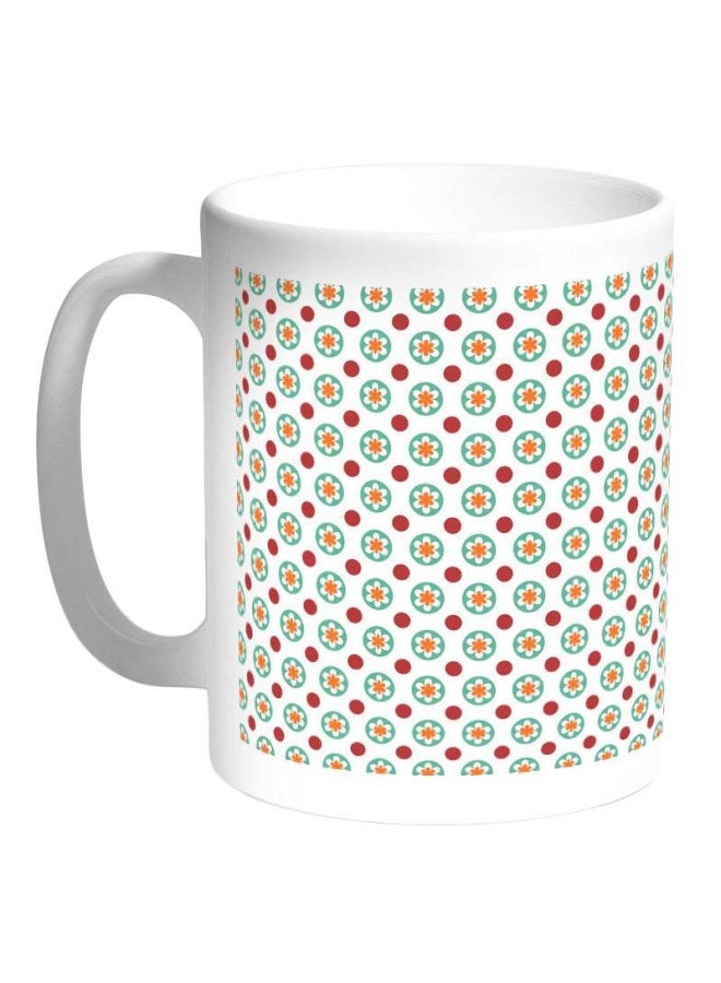 قدح قهوة - زخارف أبيض/أخضر/أحمر