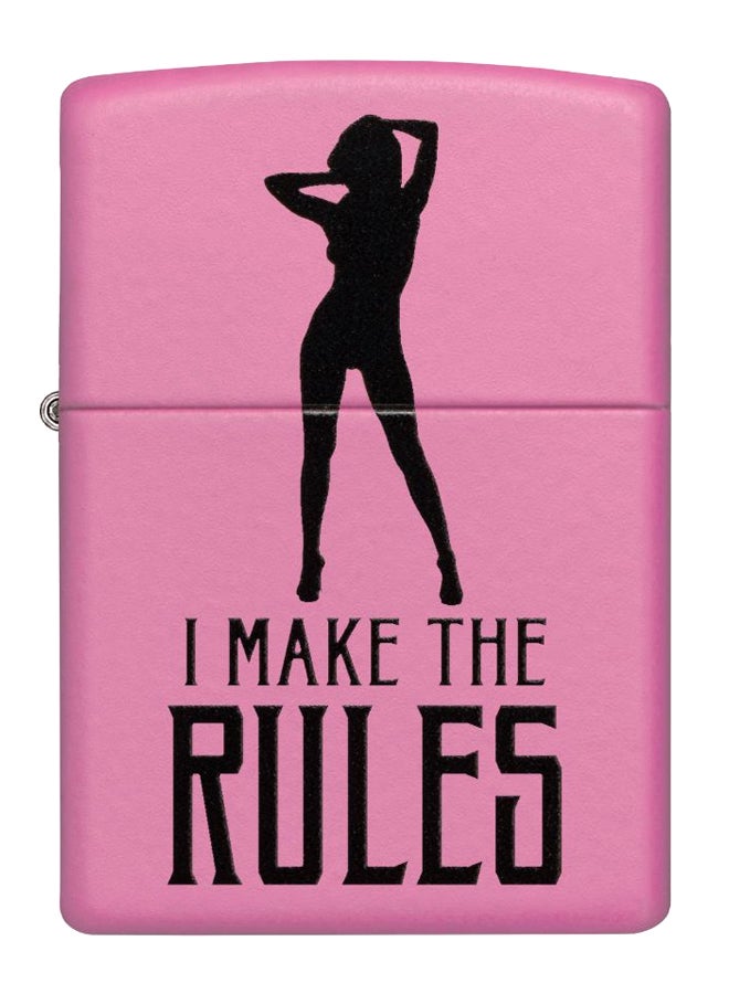زيبو قداحة غاز مطبوع عليها عبارة I Make The Rules وردي/أسود 8.5 x 6Ø³Ù†ØªÙŠÙ…ØªØ±  - Image 1