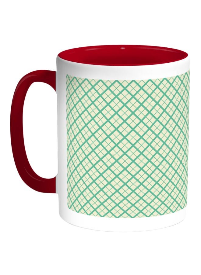 Decalac Motif Printed Coffee Mug Red/Green/White