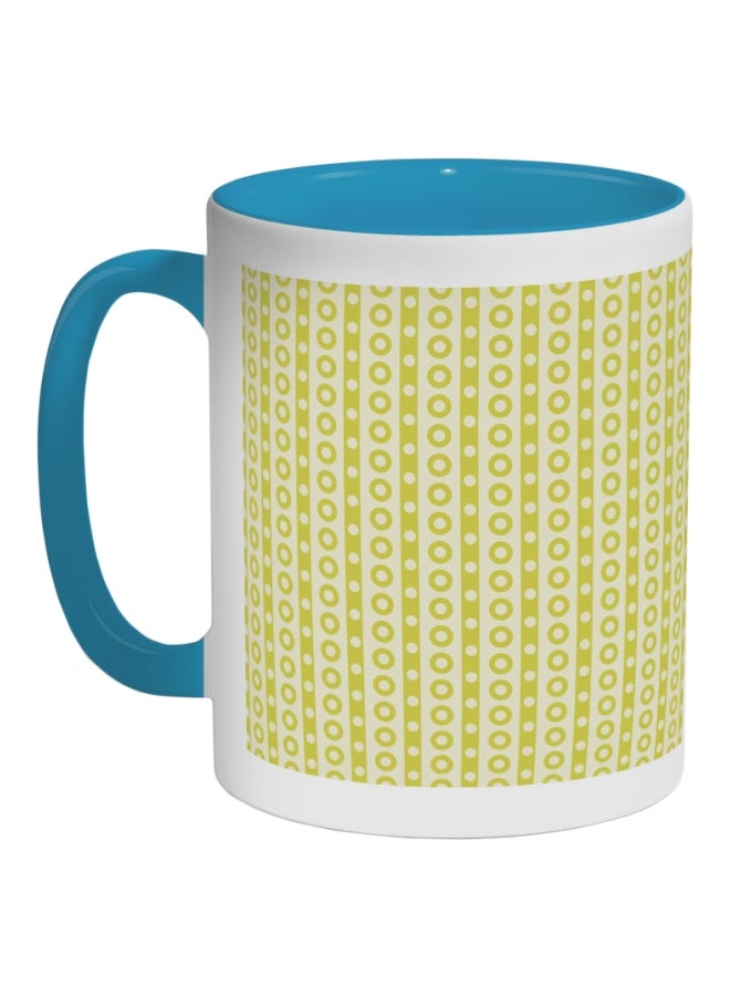 قدح قهوة - زخارف أزرق/أبيض/أخضر 325ملليلتر