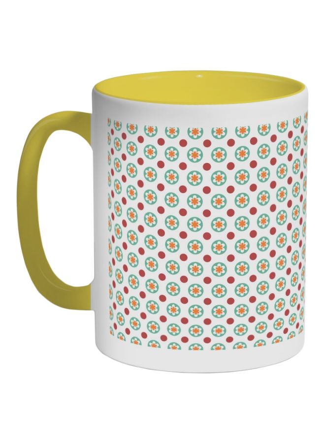 ديكالاك قدح قهوة - زخارف أصفر/أبيض/أحمر