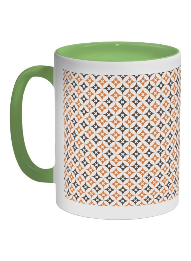 Decalac Decoration Printed Coffee Mug Green/White/Orange 