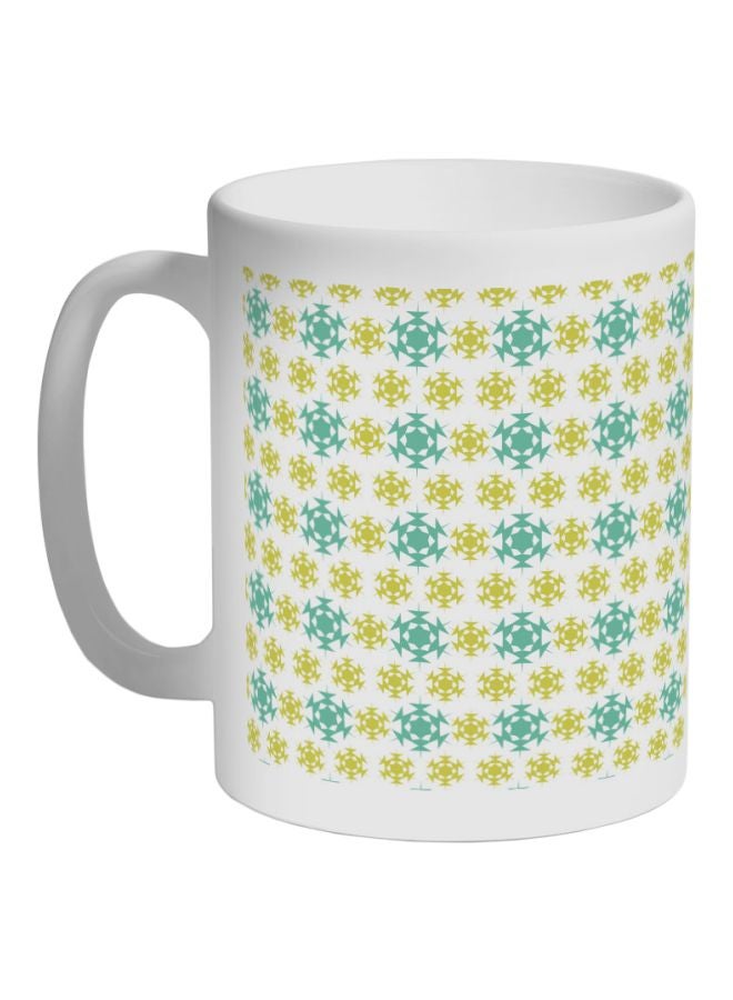 ديكالاك قدح قهوة - رسومات زخرفية أبيض/أخضر 325ملليلتر