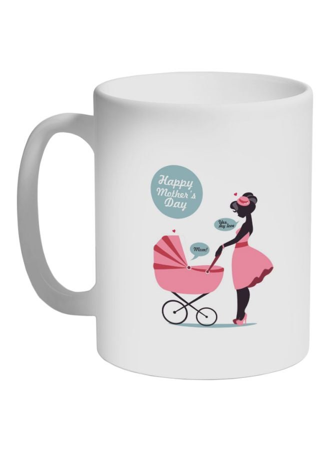Decalac Happy Mother's Day Printed Coffee Mug White/Pink/Black 325ml