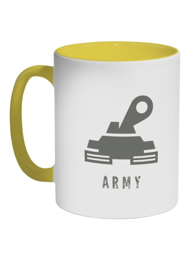 ديكالاك قدح قهوة - تصميم الجيش أصفر/أبيض/رمادي