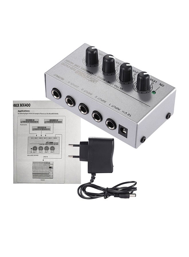 Generic 4-Channel Line Mono Audio Mixer With EU Adapter - Image 1