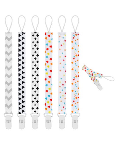 6-Piece Multi Purpose Pacifier Holder Strap Set