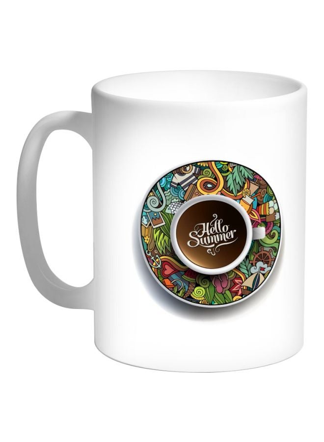 Decalac Hello Summer Printed Coffee Mug White/Green/Red