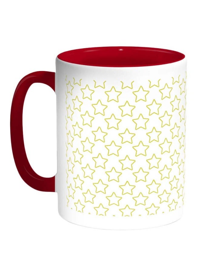 ديكالاك قدح قهوة - زخرفات النجوم أحمر / أبيض / أصفر 325ملليلتر