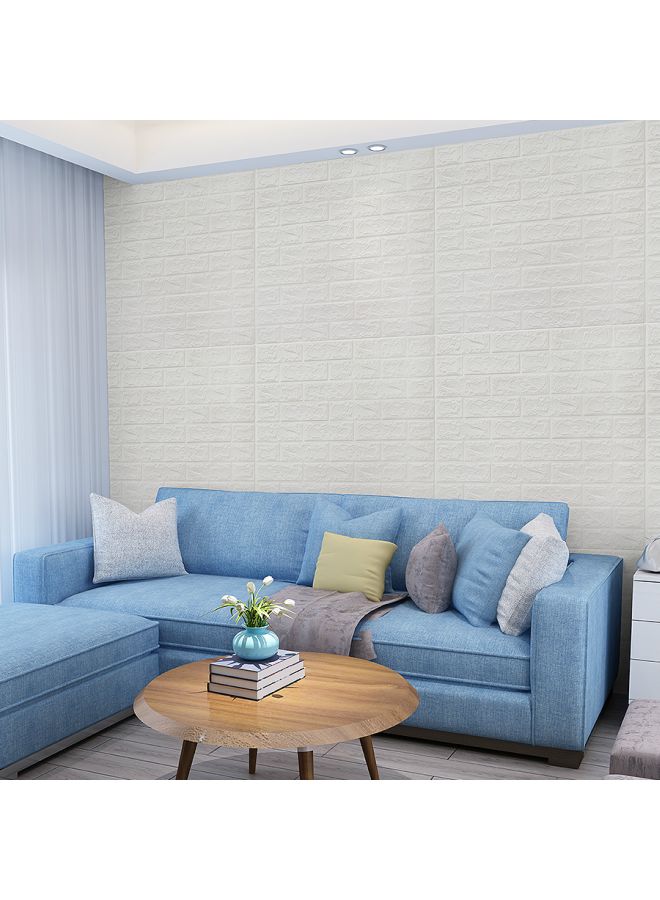 5-Piece 3D Embossed Brick Stone Wall Sticker Set White 70x77decimeter
