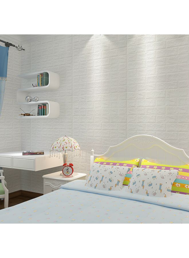 5-Piece 3D Embossed Brick Stone Wall Sticker Set White 70x77decimeter
