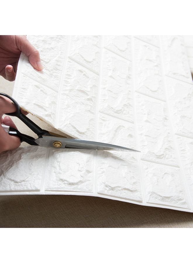 5-Piece 3D Embossed Brick Stone Wall Sticker Set White 70x77decimeter