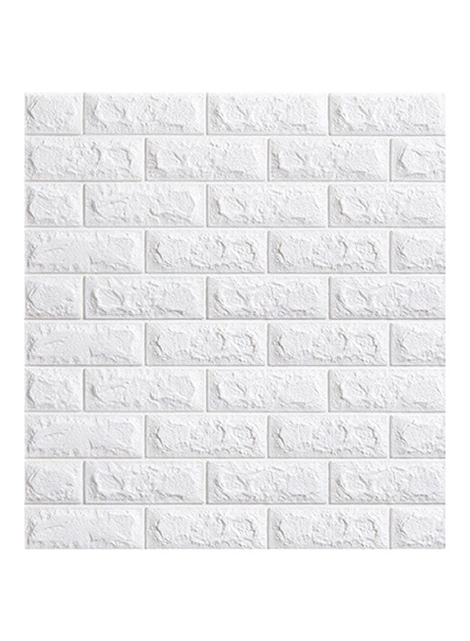 5-Piece 3D Embossed Brick Stone Wall Sticker Set White 70x77decimeter