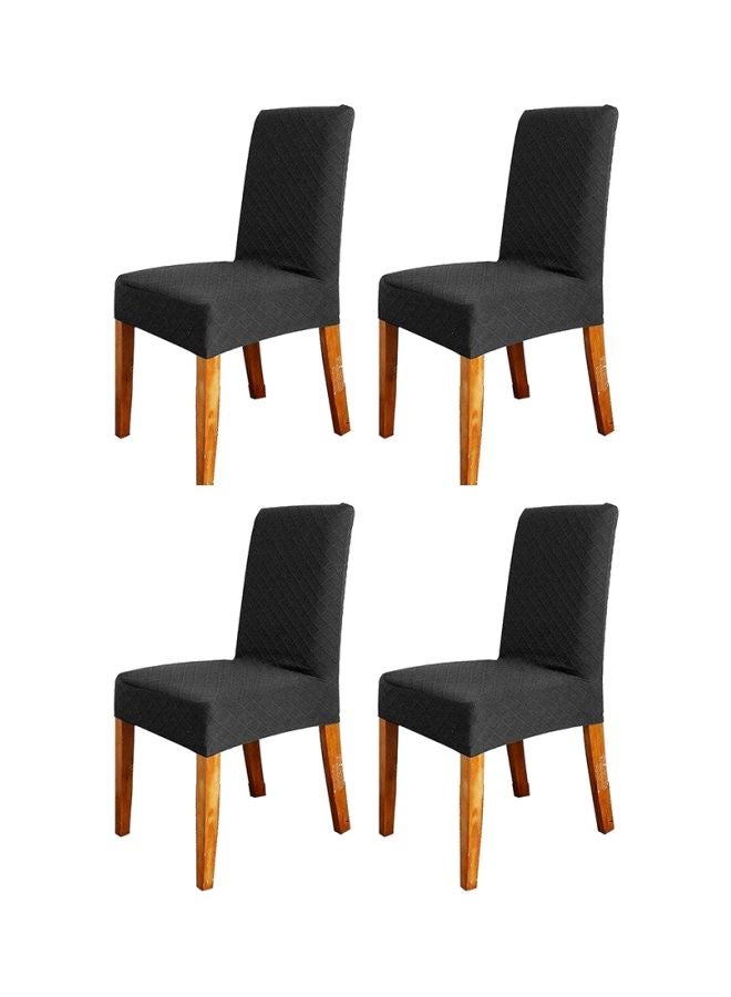 4-Piece Diamond Lattice Designed Protective Dining Chair Covers Black 48x4x48centimeter  - Image 1