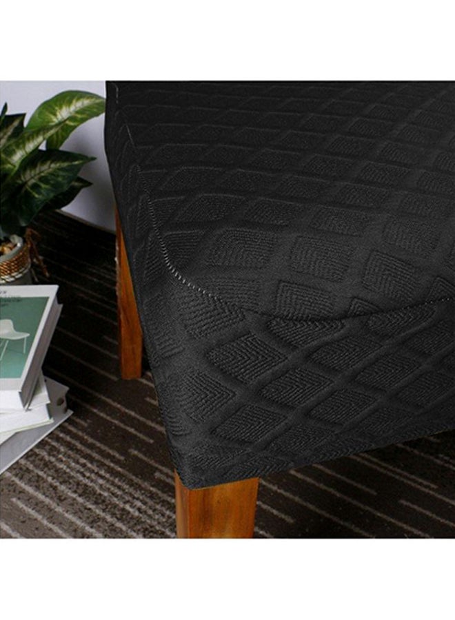 4-Piece Diamond Lattice Designed Protective Dining Chair Covers Black 48x4x48centimeter  - Image 2